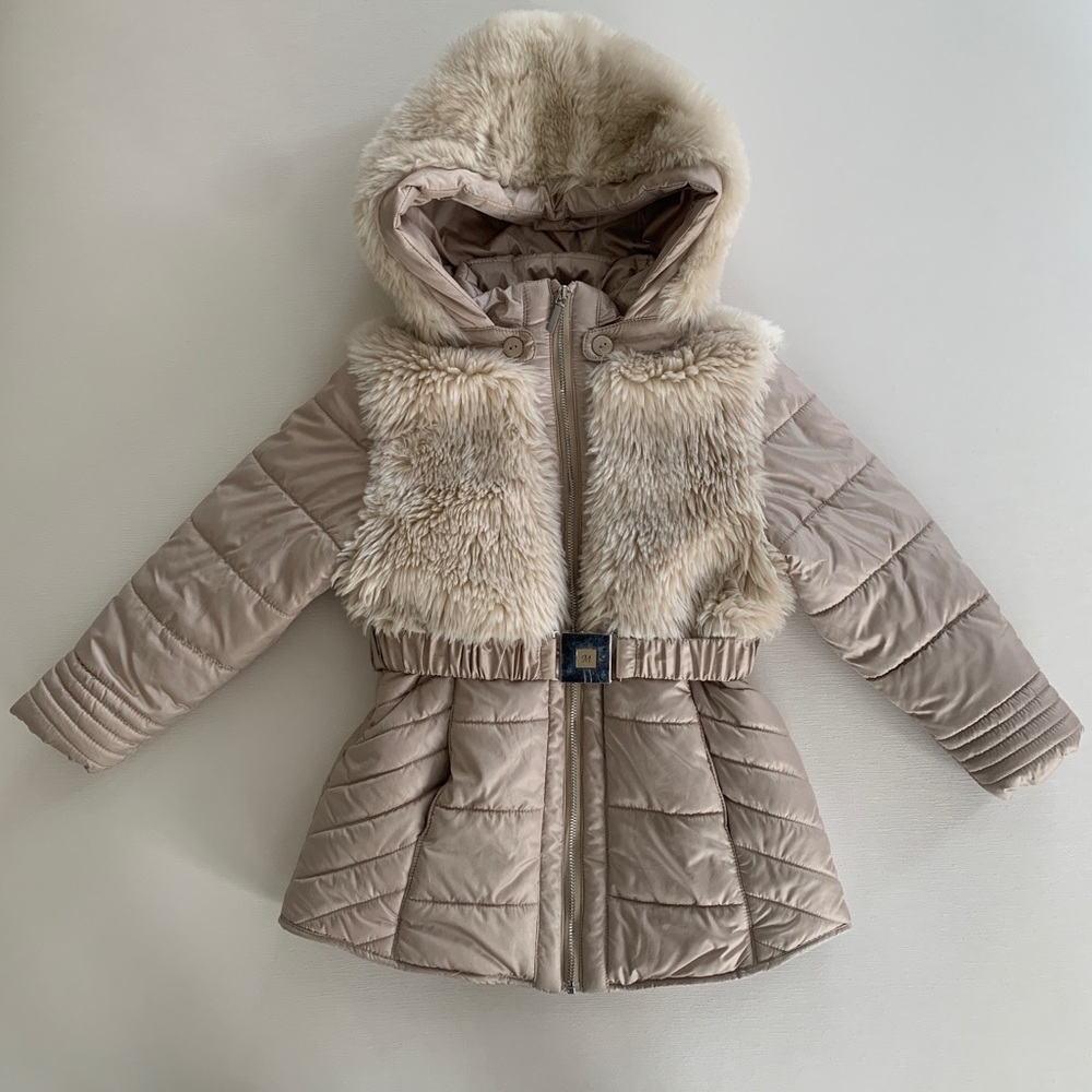 Mayoral girls faux fur jacket with removable hood